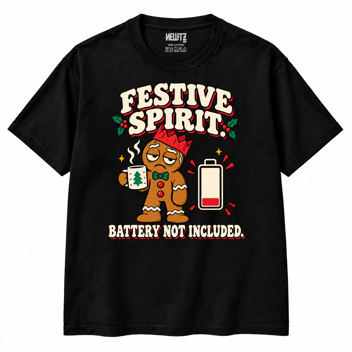 Festive Spirit Battery Not Included Gingerbread Christmas T-Shirt