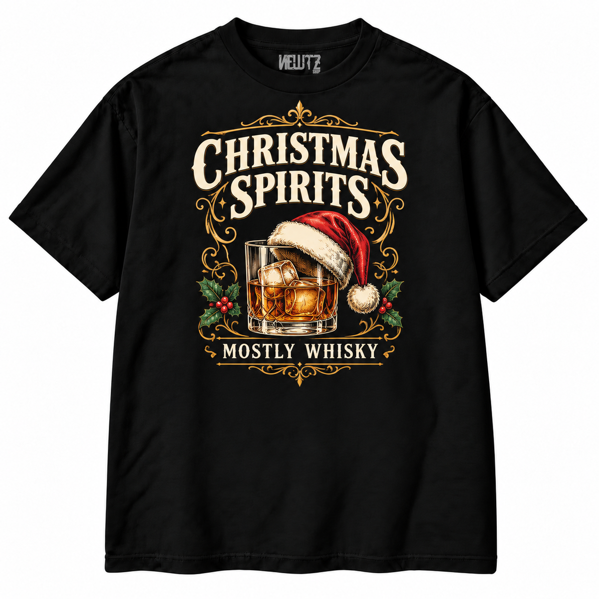 Christmas Spirits Mostly Whisky Christmas T-Shirt