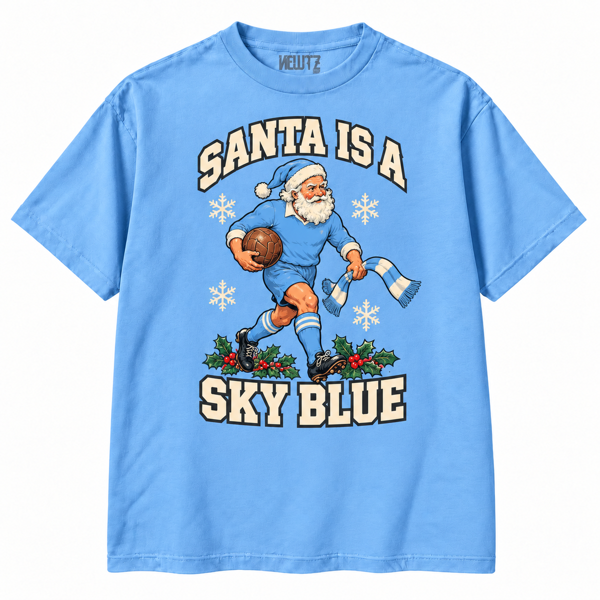 Coventry City-Inspired Santa Is a Sky Blue Christmas T-Shirt