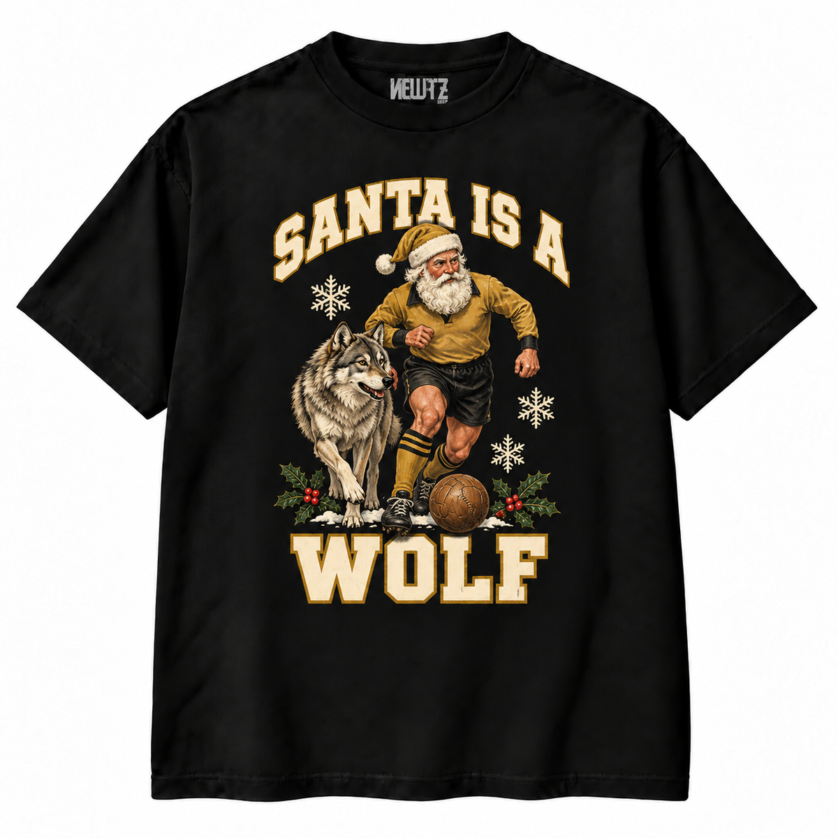 Wolverhampton Wanderers-Inspired Santa Is a Wolf Christmas T-Shirt