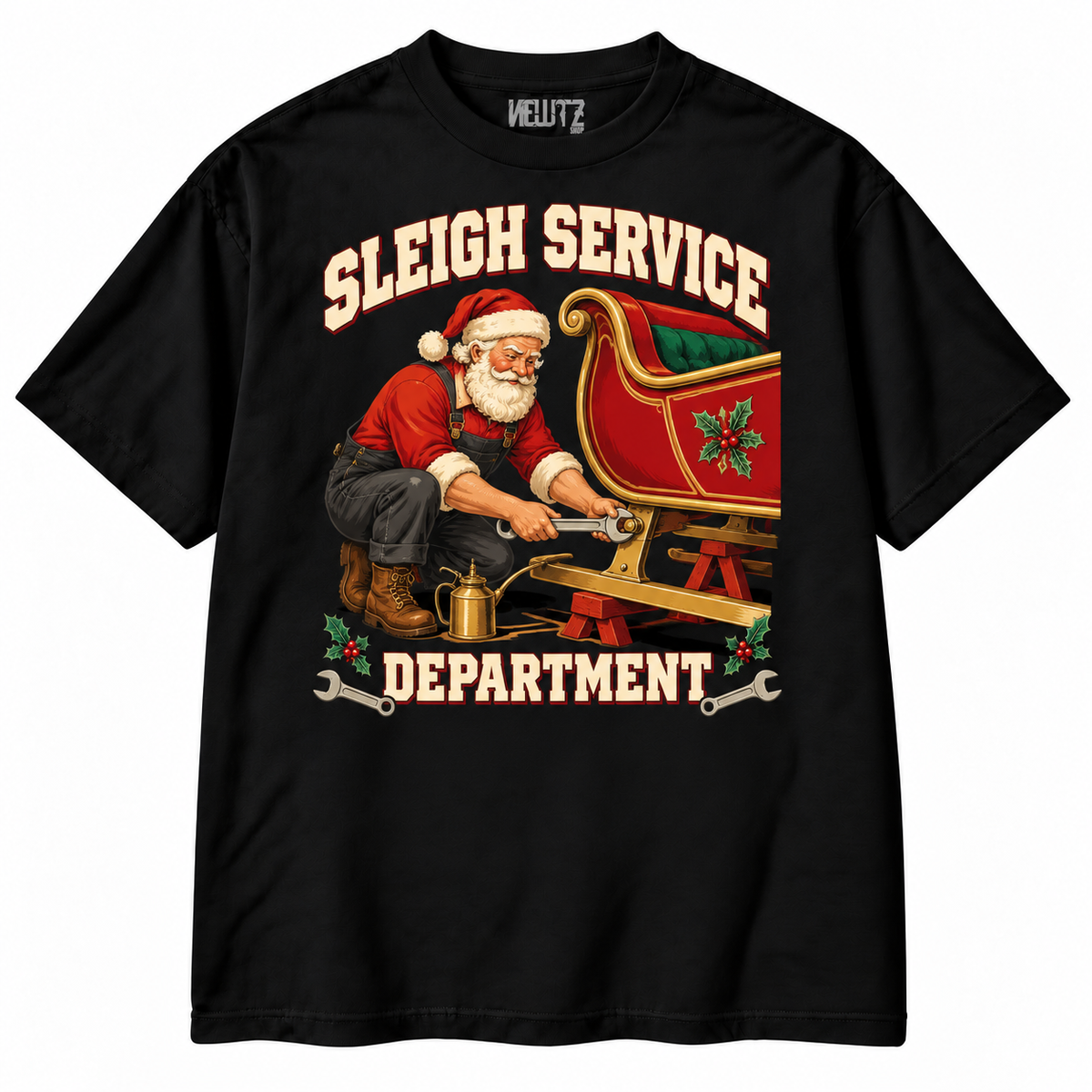 Sleigh Service Department Mechanic Christmas T-Shirt