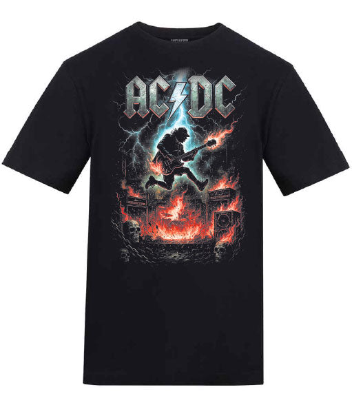 AC DC Jumping Rock Guitar Black T-Shirt