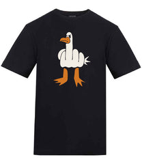 Angry Seagull Black T-Shirt Sticking Finger Up to the World