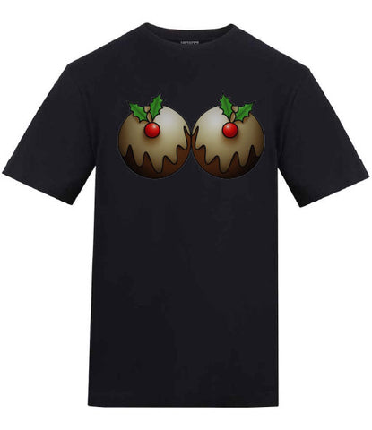 Christmas Pudding Boobs Funny T-Shirt