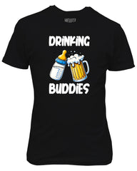 Drinking Buddies Black T-Shirt - Funny New Dad Fathers Day Gift