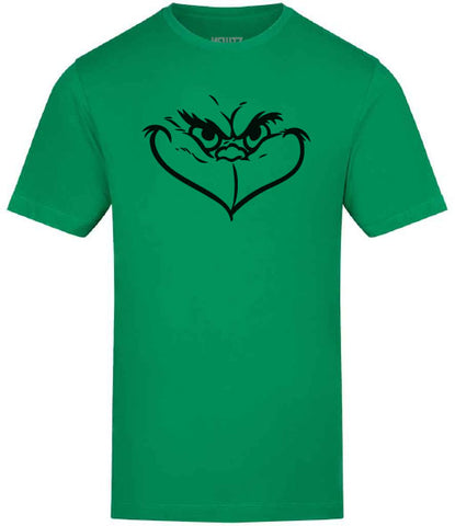 Grinch Face on a Green T-Shirt