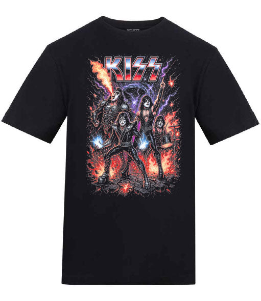 KISS Rock Band Illustration Black T-Shirt