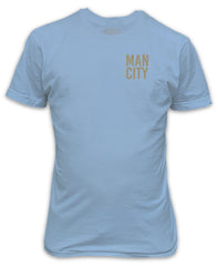 Man City Champions 2023 Gold Print Sky Blue T-Shirt - fan top