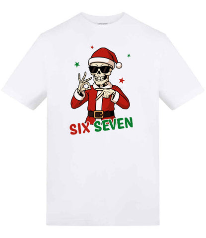 Six Seven Skeleton Santa Funny Christmas T-Shirt
