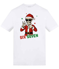 Six Seven Skeleton Santa Funny Christmas T-Shirt