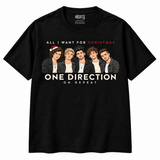 One Direction On Repeat Christmas T-shirt in Black — front view