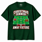 Christmas Dinner Away Fixture Football T-Shirt in Bottle Green — front view