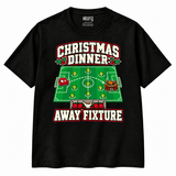 Christmas Dinner Away Fixture Football T-Shirt in Black — front view