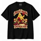 The Cheese Board Is My Main Event Christmas T-Shirt in Black — front view