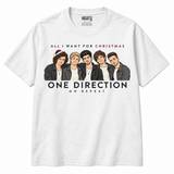 One Direction On Repeat Christmas T-shirt in White — front view