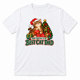 Best Cat Dad Christmas T-shirt in white