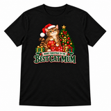 Best Cat Mum Christmas T-shirt in black