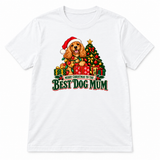 Best Dog Mum Christmas T-shirt in white
