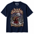 NEWTZ Black Sackbeth Christmas T-shirt in Navy with approved NEWTZ neck label on white background