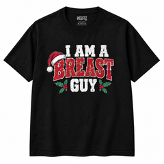 NEWTZ I Am A Breast Guy distressed Christmas T-shirt in black