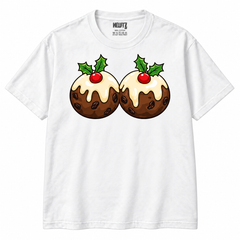 Cheeky Christmas Puddings T-shirt in White
