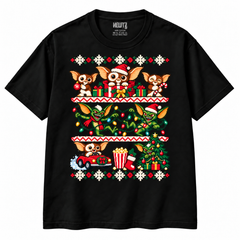 Christmas Creature Chaos retro T-shirt in Black