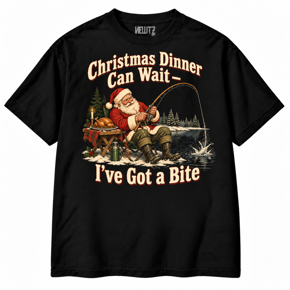 Christmas Dinner Can Wait I've Got a Bite Fishing T-Shirt