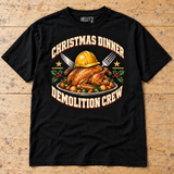 christmas dinner demolition Black Christmas T-shirt — bench