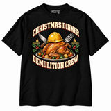 christmas dinner demolition Black Christmas T-shirt — black