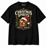 christmas spirits mostly whisky Black Christmas T-shirt — black