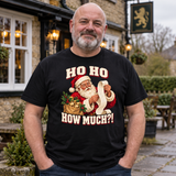 Ho Ho How Much Santa receipt black T-shirt — lifestyle model image