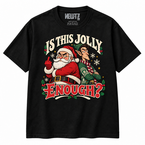 Is This Jolly Enough? Funny Santa & Elf Christmas T-Shirt