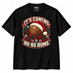 It's Coming Ho Ho Home Christmas Football T-Shirt — Black