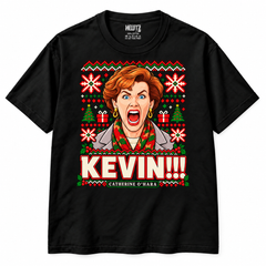 KEVIN!!! Catherine O’Hara Christmas T-Shirt — Black on white background