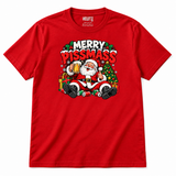 Merry Pissmass T-shirt in Red, white background and NEWTZ neck print