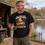 New PB Christmas carp fishing T-shirt — lakeside model view