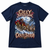 NEWTZ Ozzy Snowbourne Crazy Sleigh Christmas T-shirt in navy on white background