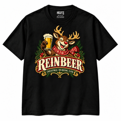 Reinbeer Christmas Drinking Club T-shirt in Black