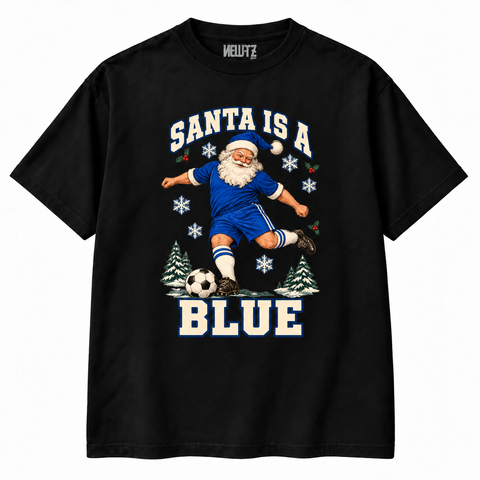 Chelsea-Inspired Santa Is a Blue Christmas T-Shirt