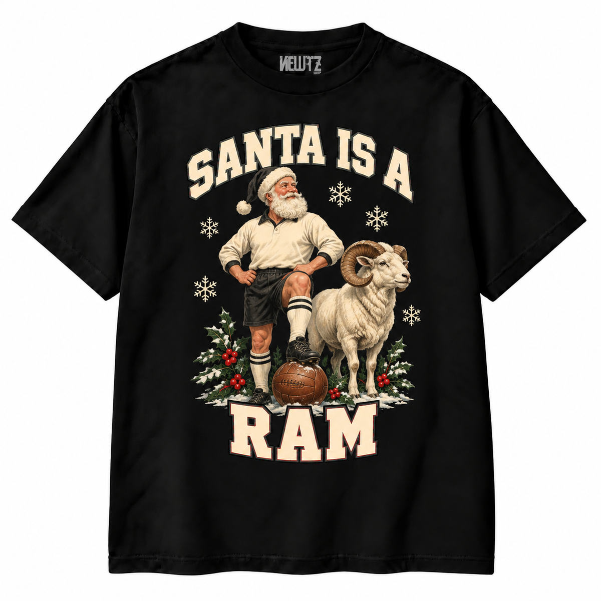 Derby County-Inspired Santa Is a Ram Christmas T-Shirt