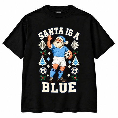 Manchester City-Inspired Santa Is a Blue Christmas T-Shirt