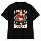 Arsenal-inspired Santa Is a Gooner Christmas T-shirt – black