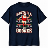 Arsenal-inspired Santa Is a Gooner Christmas T-shirt – navy