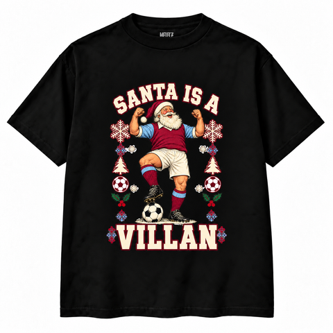 Aston Villa-Inspired Santa Is a Villan Christmas T-Shirt