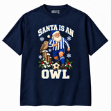 Sheffield Wednesday-inspired Santa Is an Owl Christmas T-shirt — Navy