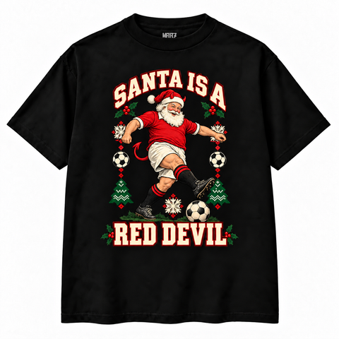 Manchester Utd-Inspired Santa Is a Red Devil Christmas T-Shirt