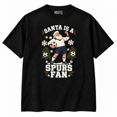 Tottenham-inspired Santa Is a Spurs Fan Christmas T-shirt — black
