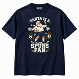 Tottenham-inspired Santa Is a Spurs Fan Christmas T-shirt — navy