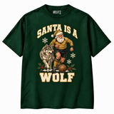 Wolves Santa Is a Wolf Christmas T-shirt — Bottle Green