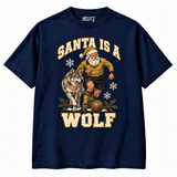 Wolves Santa Is a Wolf Christmas T-shirt — navy